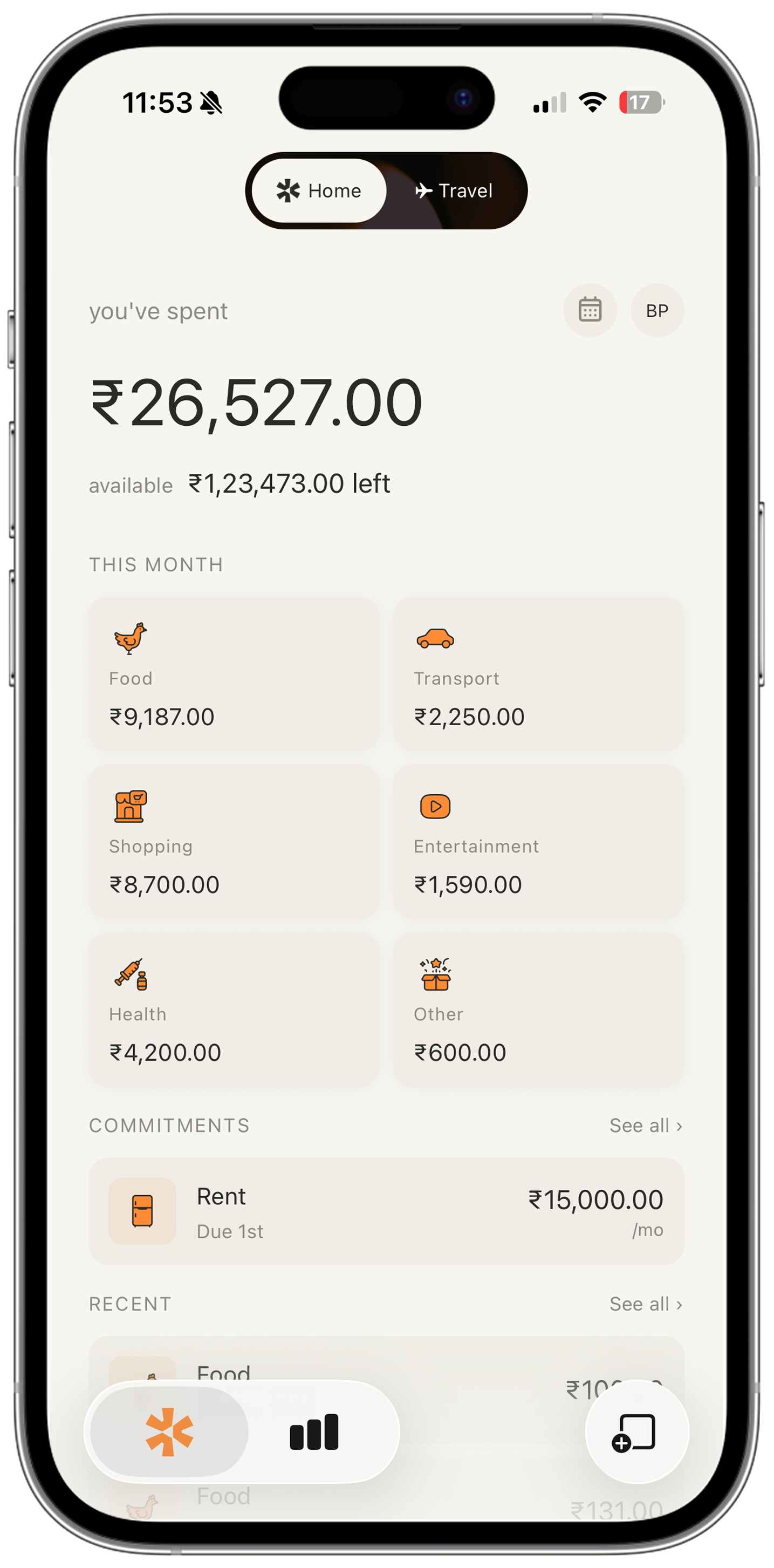 Baki home dashboard