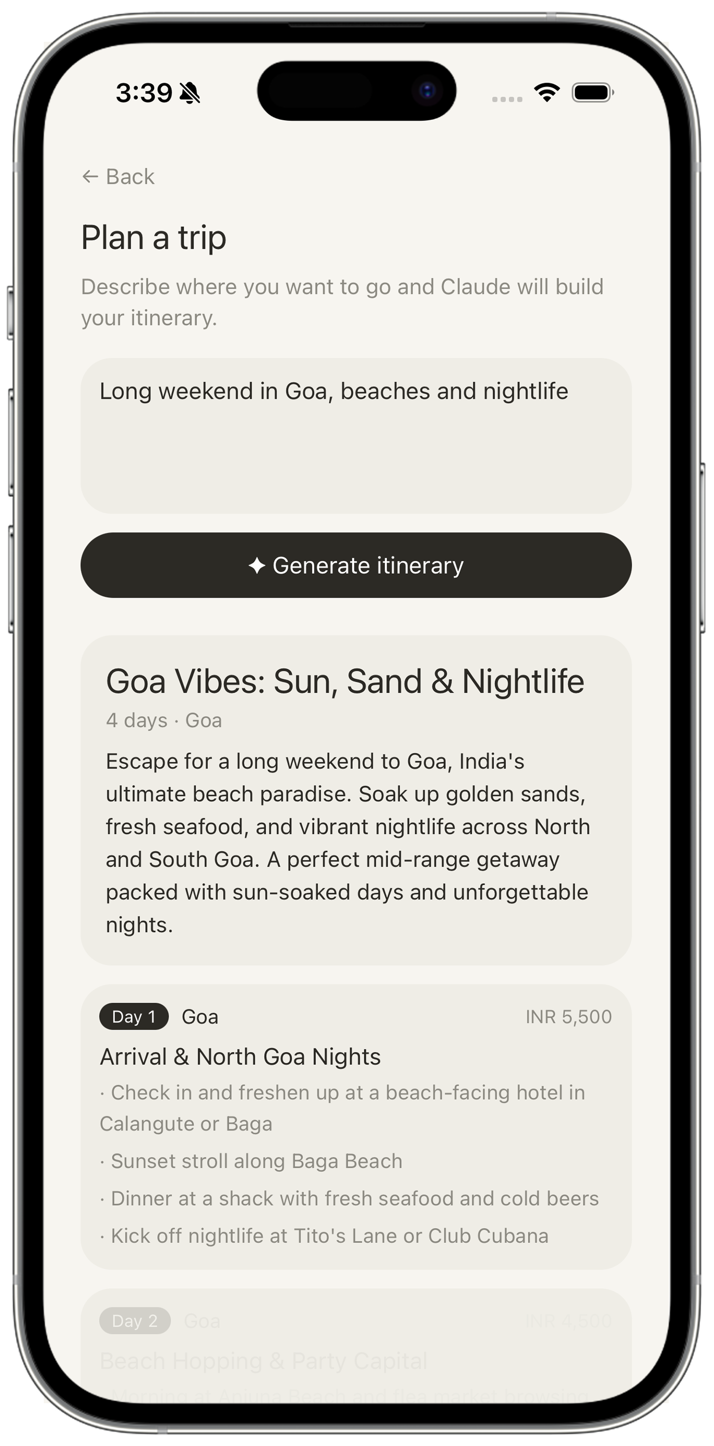 AI travel itinerary planner